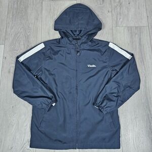 Vissla Windbreaker Jacket Mens Large Blue Hoodie Full Zip Mesh Liner Packable